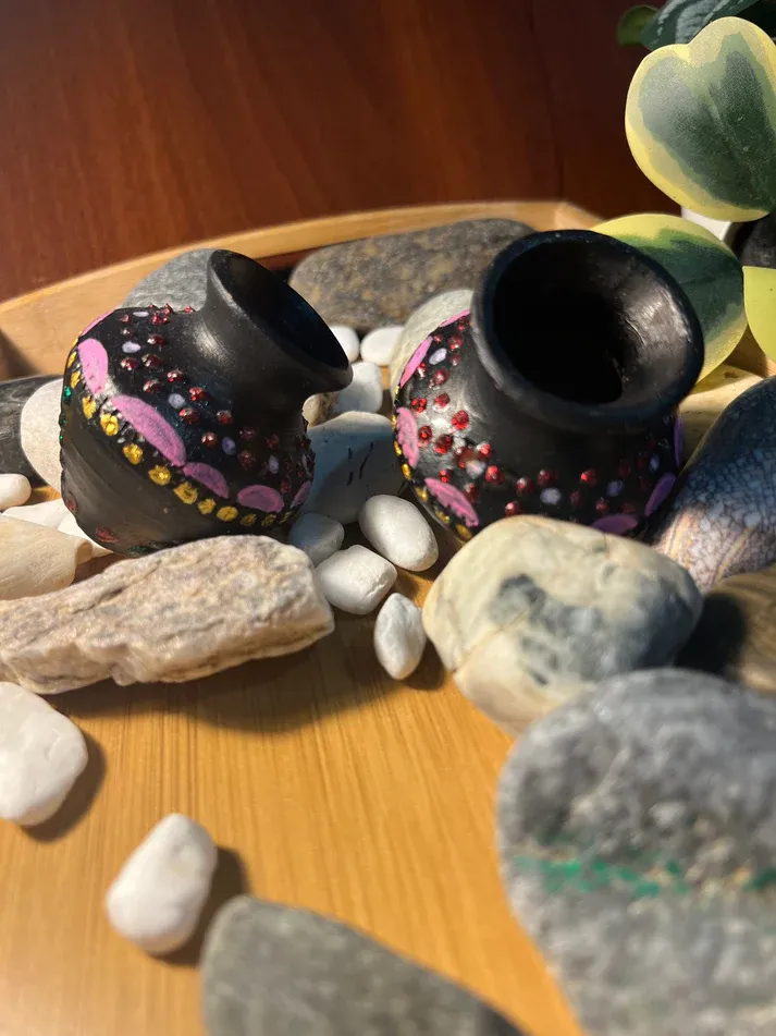 Mini Clay Decor Pots Black Whimsy.webp