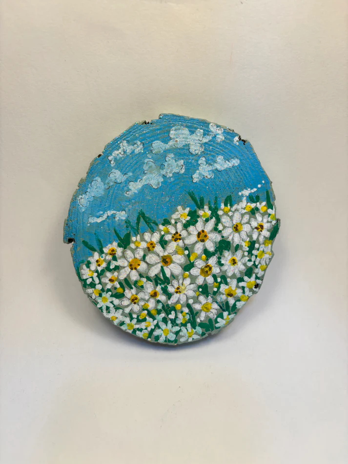 Daisy Whims Wood Diskette - Painted Mini Art