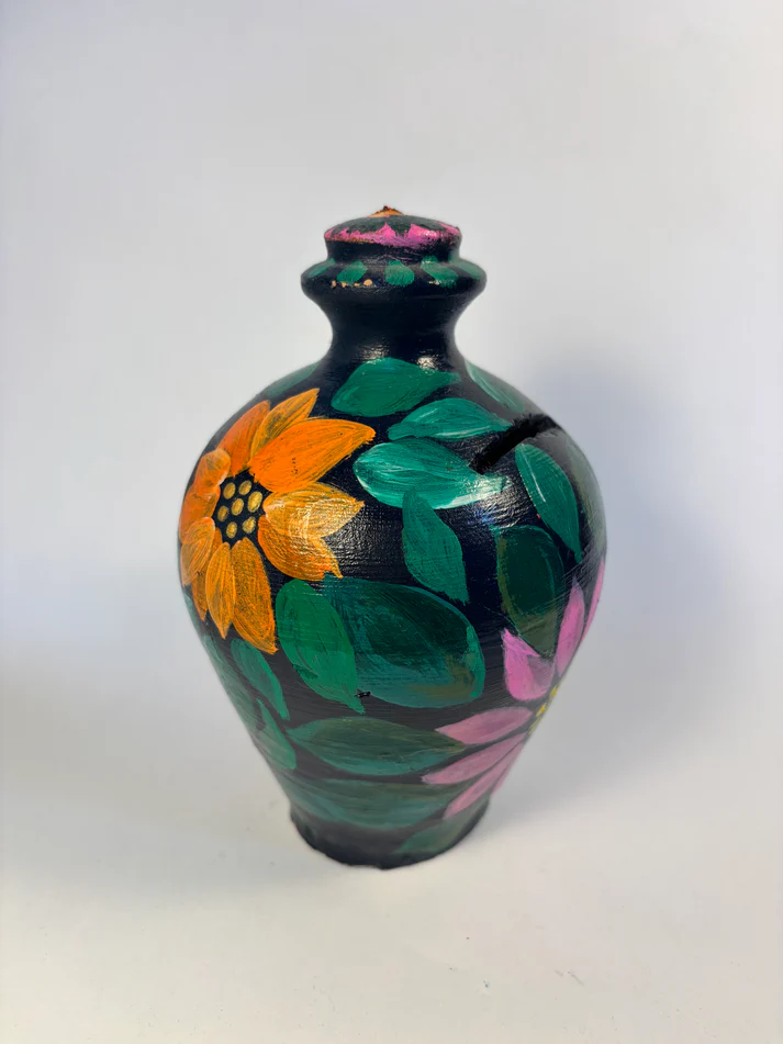 Floral Rhapsody - Large Hand-Painted Piggy Bank