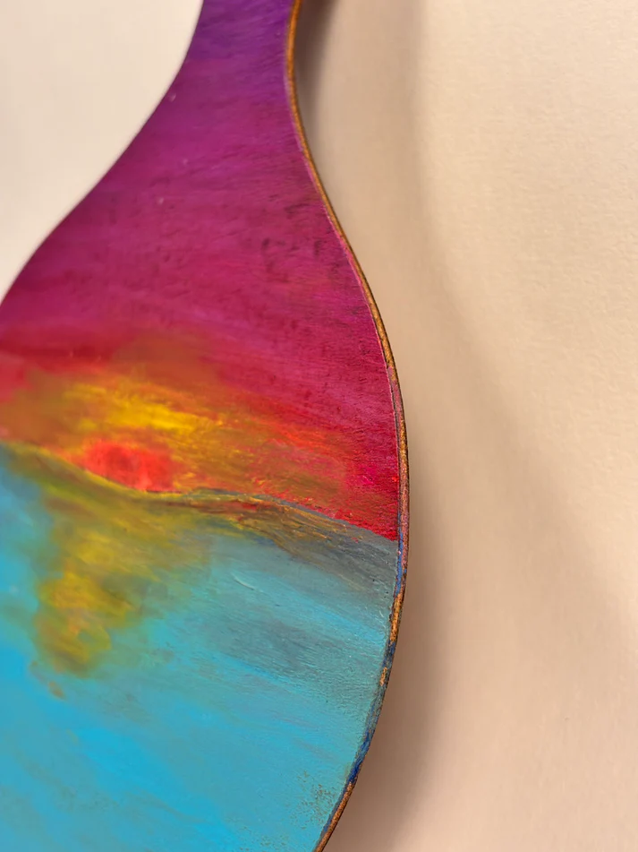 Vivid Sunset - Hand-Painted Paddle Wall Art